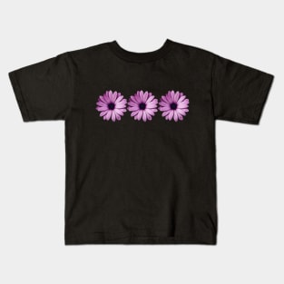 Triple Purple Flower Kids T-Shirt